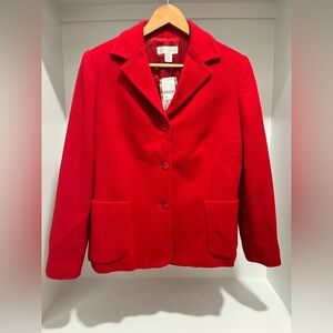 NEW Petite Sophisticate red three button wool cashmere blend blazer size 12